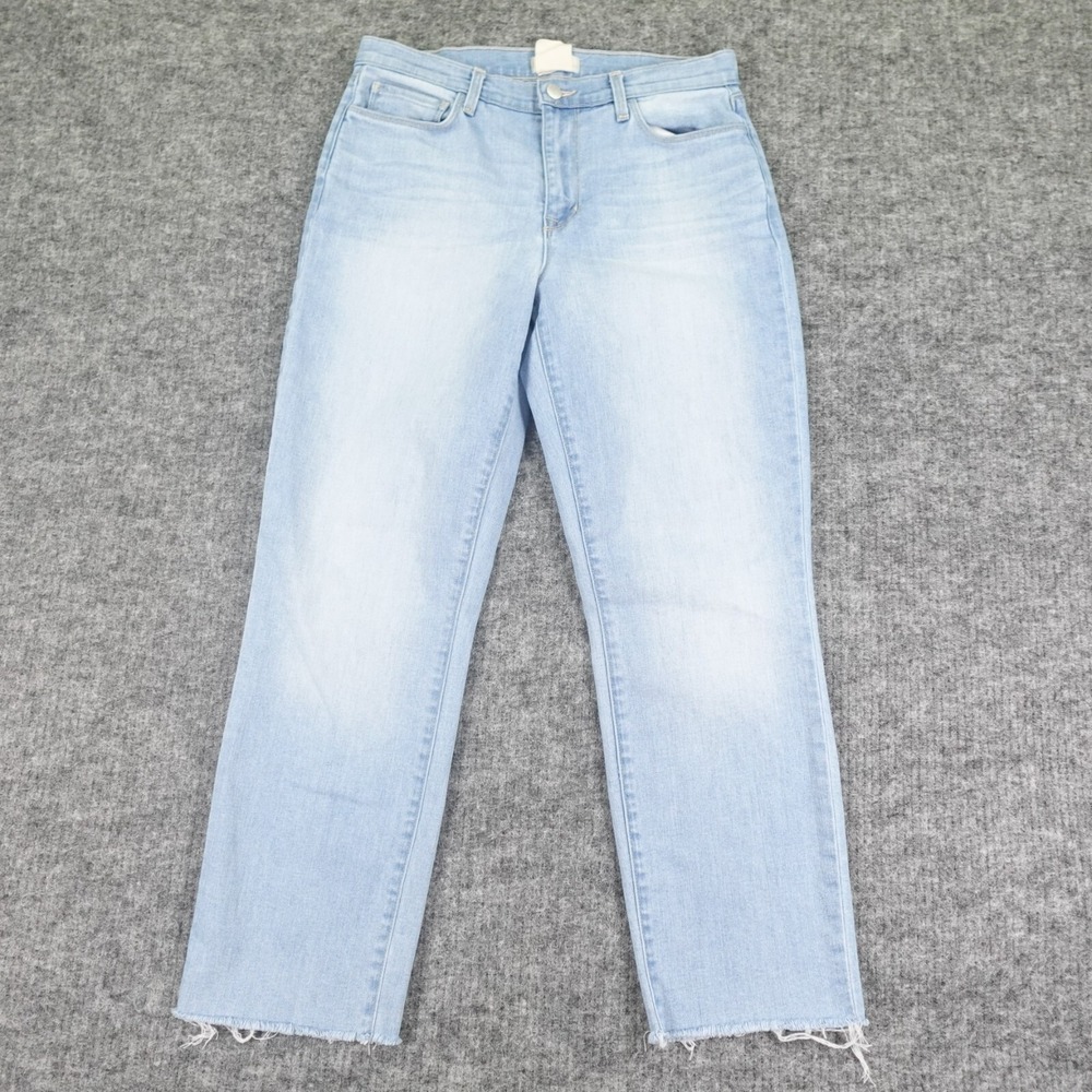 L'AGENCE Jeans Womens 27 Blue Denim Sada Slim-Leg Cropped Raw Hem Casual (29X26)